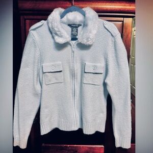 George Light Blue Jacket with Removable Faux Fur Trim Juniors size XL